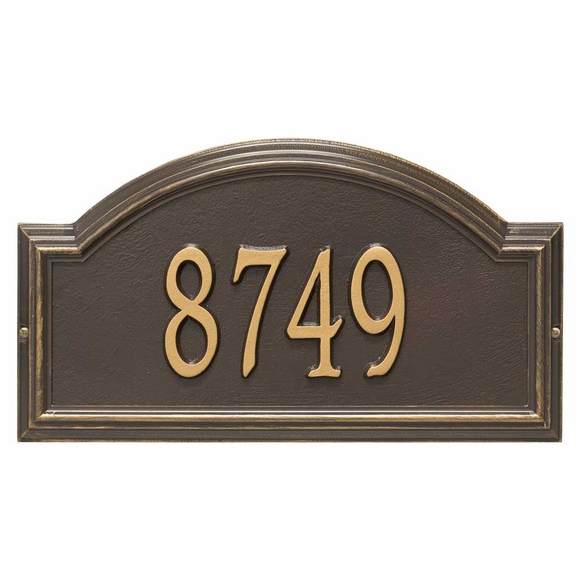 Arch Address Plaque Bronze with Gold Numbers