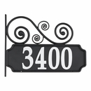Reflective Address Plaque with Post, Scroll Accent On Top or Bottom
