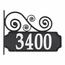 Reflective Address Plaque with Post, Scroll Accent On Top or Bottom
