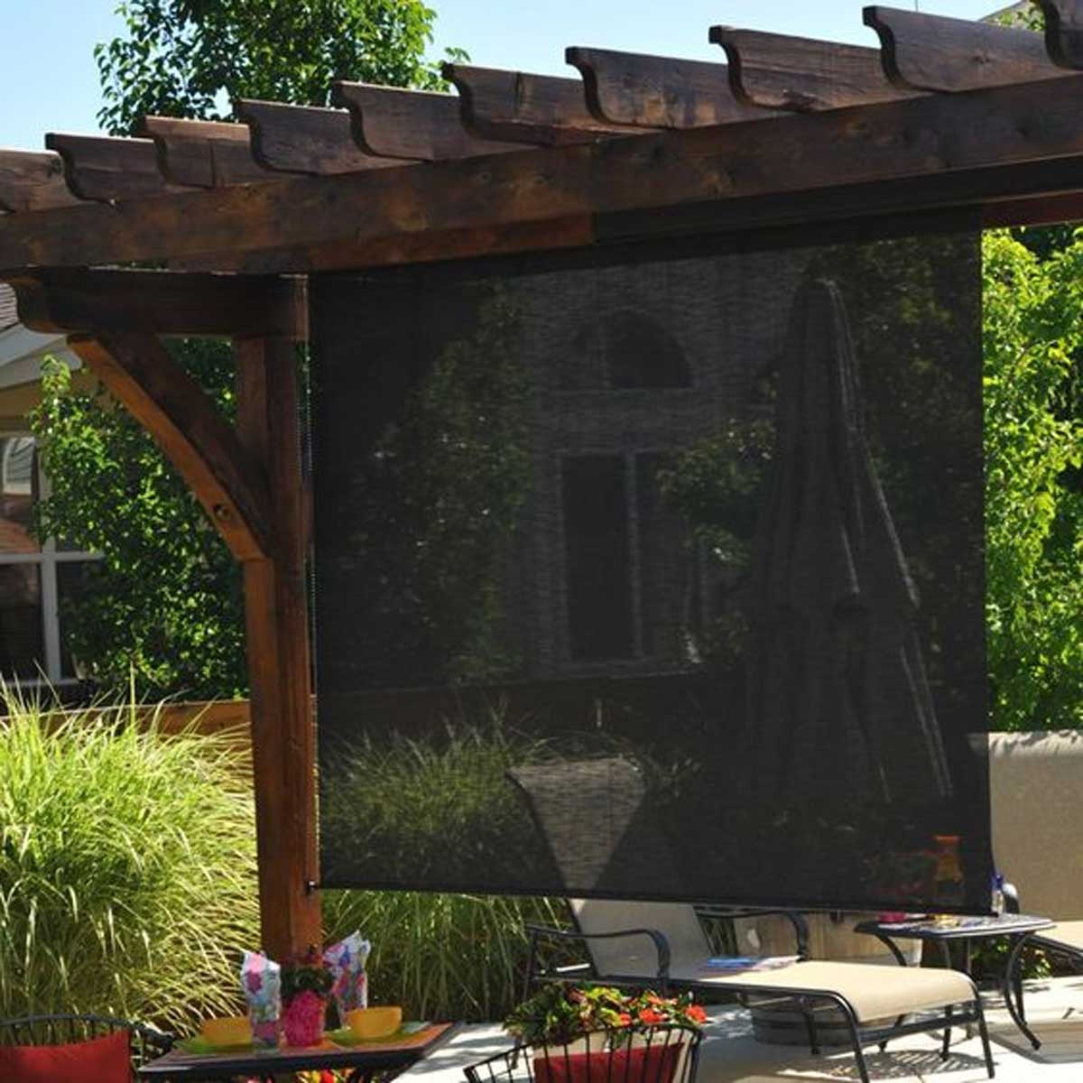 Remote Control Motorized Exterior Solar Shade Sun Shade with Valance