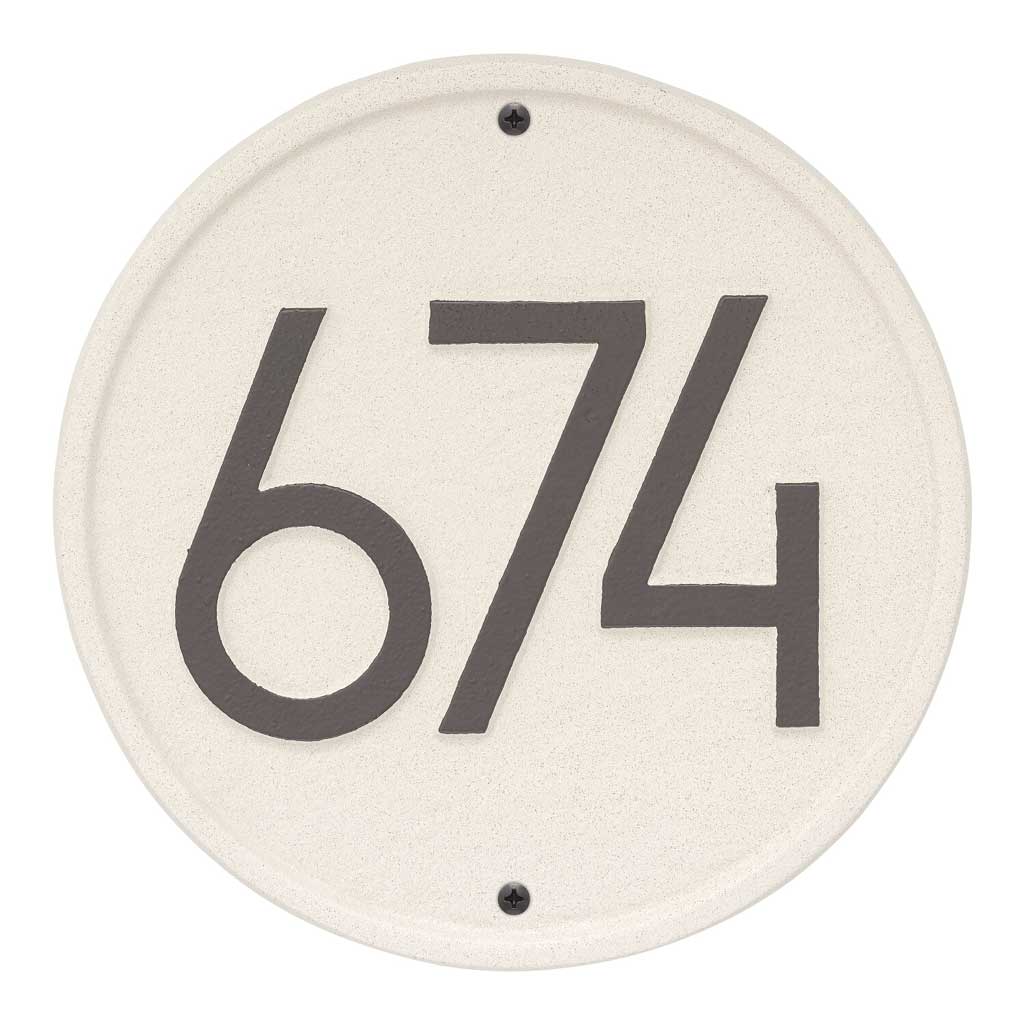 Round Address Plaque - Circular House Number Sign With Modern Font