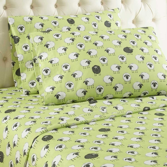 Sheep Print Flannel Sheet Set