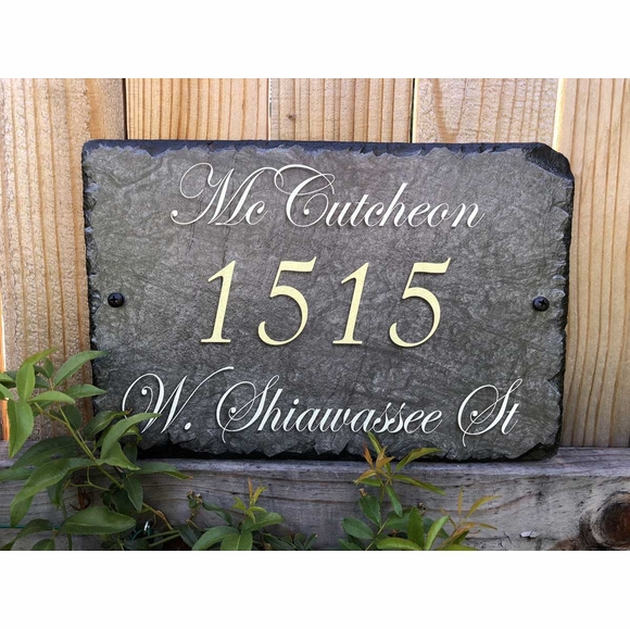 Triple Address Sign Slate 3 Line Address Sign