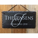 Slate Family Name Plaque with Monogram