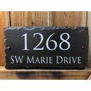 Slate Home Address Sign White on Black