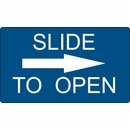 Slide To Open Sign - Sliding door or window sticker sign with optional directional arrow