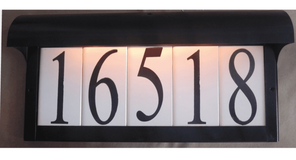 Solar Lighted House Number Sign With Tiles