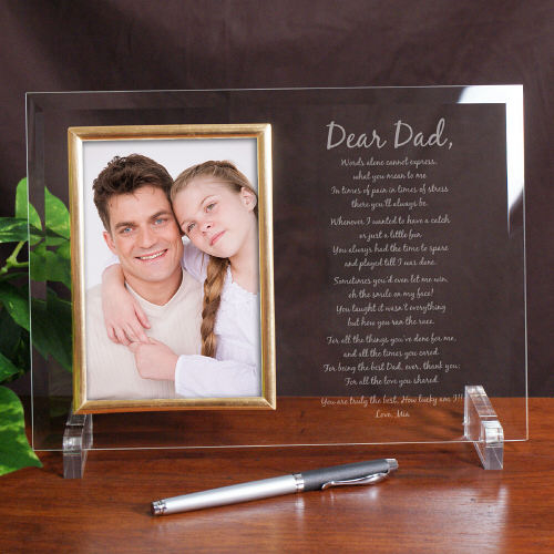 To My Dad Picture Engraved Glass Picture Frame with Poem