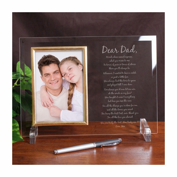 To My Dad Picture Engraved Glass Picture Frame with Poem