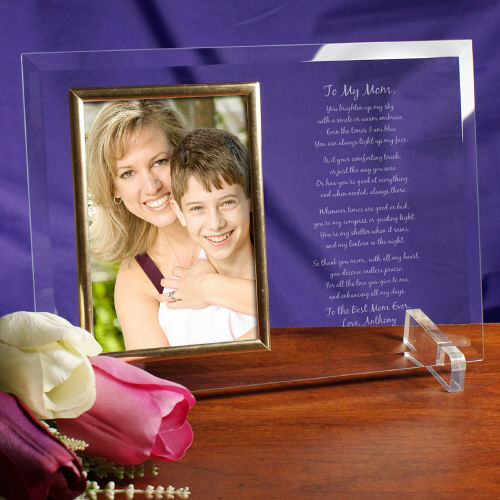 To My Mom Personalized Engraved Glass Picture Frame with Poem