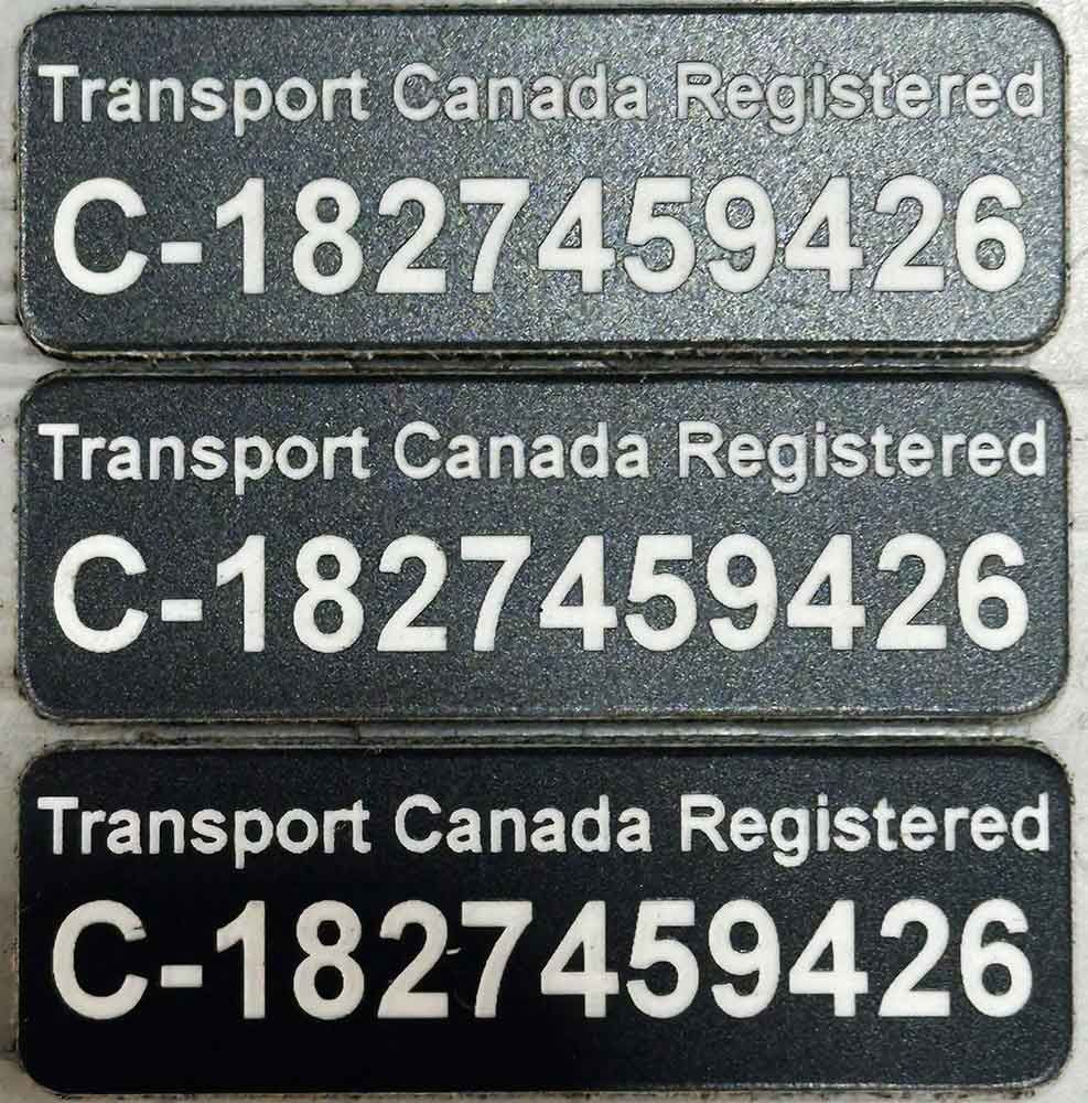 Transport Canada Drone Registration Number Label - Set 3 of Tags