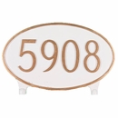 Two Side Oval House Number Plaque - Double Sided Lawn Mounted Address Sign