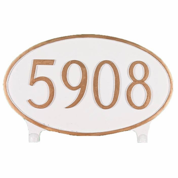 Two Side Oval House Number Plaque Double Sided Lawn Mounted Address Sign