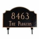 Two Sided Lawn Address Sign - Double Sided Arch Address Plaque With Cut Out Corners