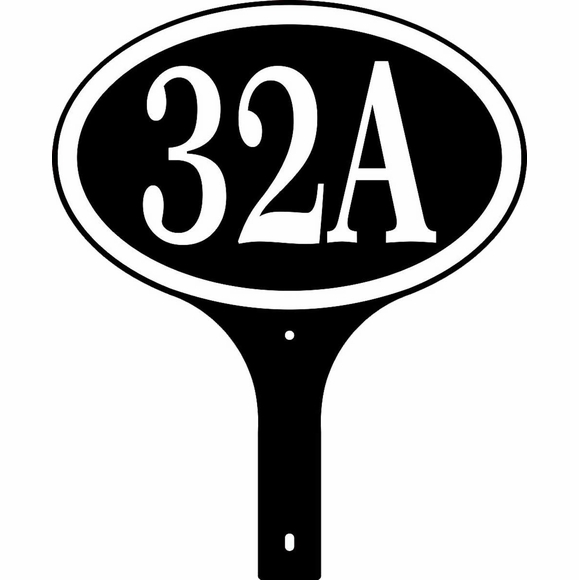 Two Sided Oval House Number Sign Optional Lawn Mount Stake