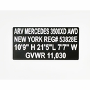Vehicle Label for Model, Registration Number, Height, Weight, Custom Text (J0693) | Comfort House