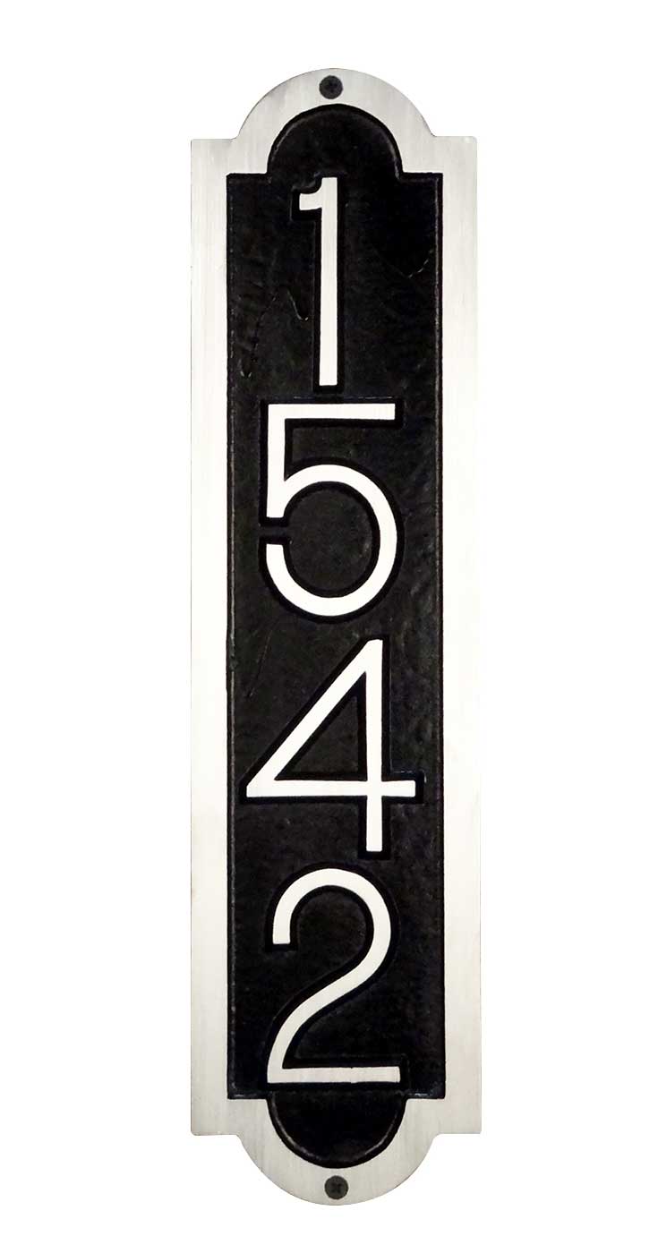 Vertical House Number Sign Cast Aluminum Metal