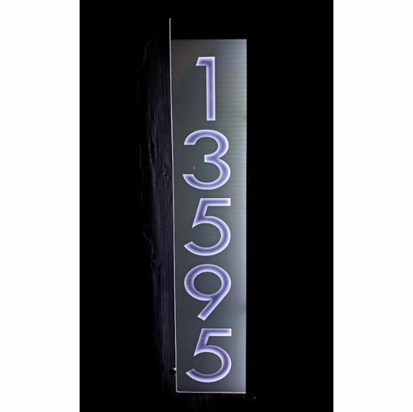 Vertical LED Lighted Address Sign for Wall, Post, or Mailbox Choose