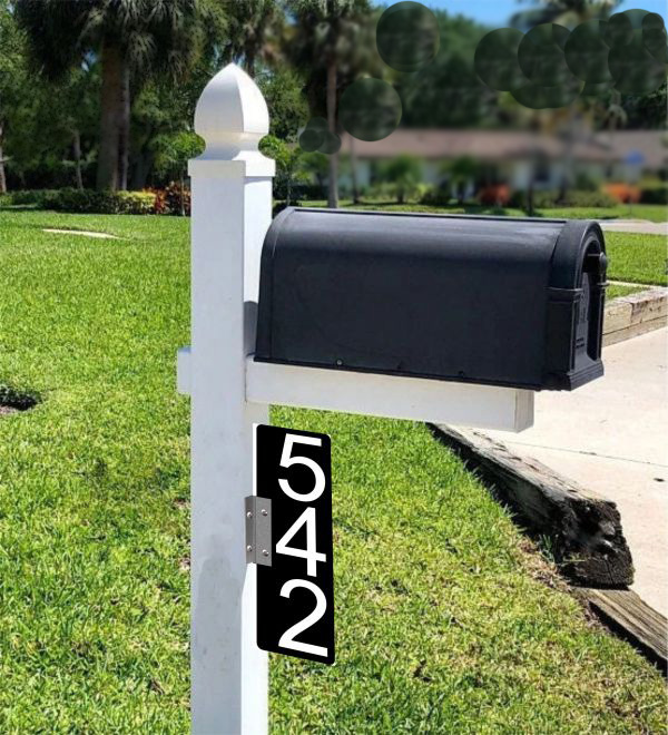 Vertical Reflective Mailbox and Post House Number Address Sign