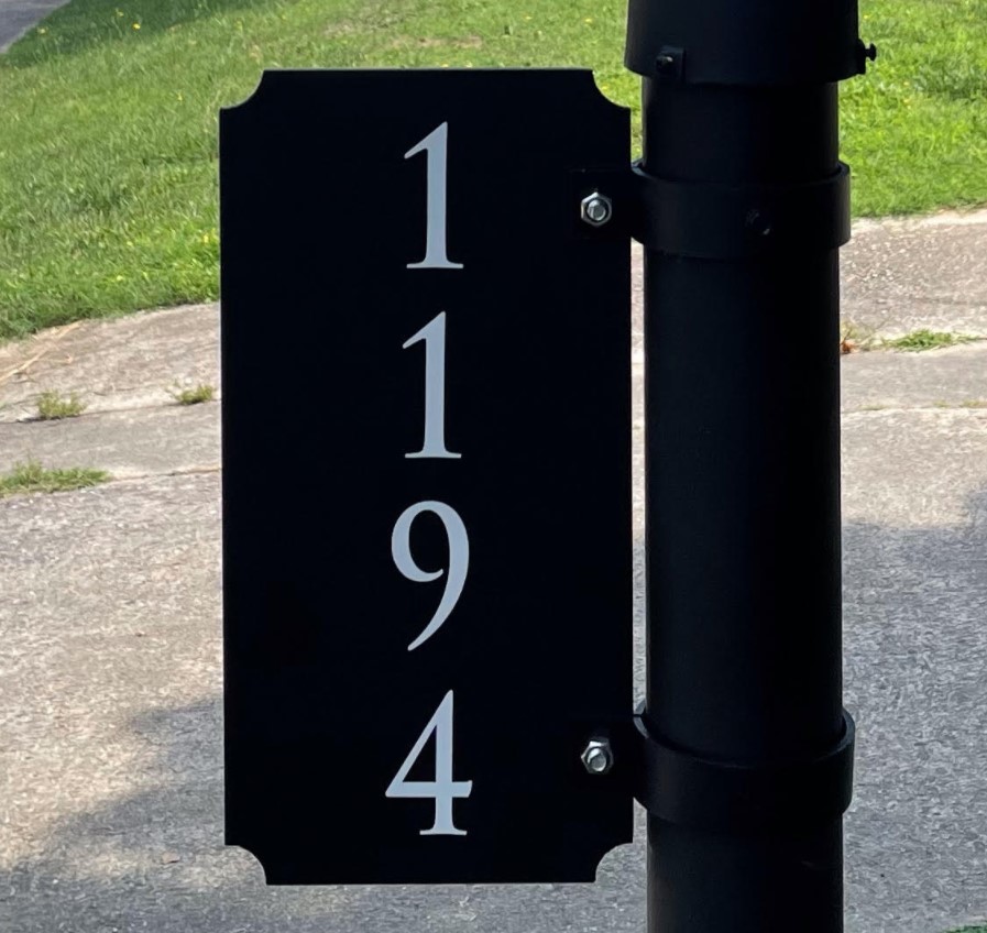 Vertical Two Sided Reflective Address Sign With Pole Mounting Brackets