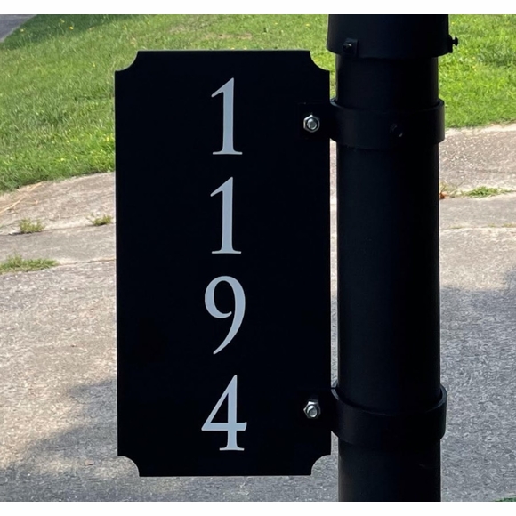 Vertical Two Sided Reflective Address Sign With Pole Mounting Brackets