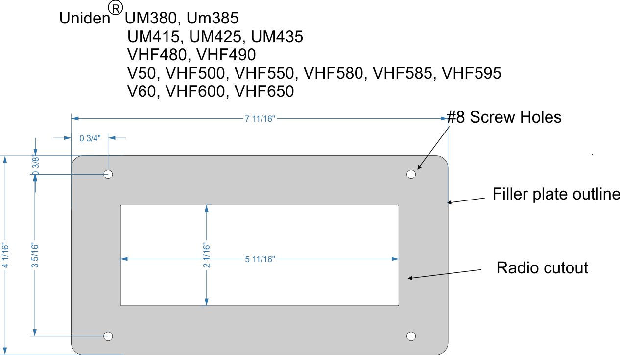 VHF Marine Radio Flush Mount Filler Plate