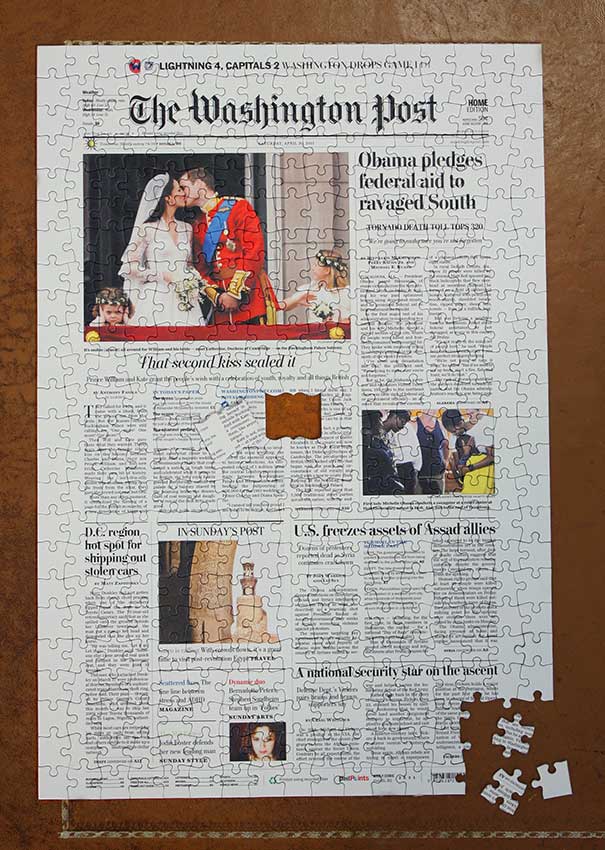 Washington Post Jigsaw Puzzle Front Page Newspaper Puzzle For Your Date