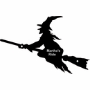 Witch Riding Broomstick Hanging Wall Art - Personalized Halloween Decoration With Your Message