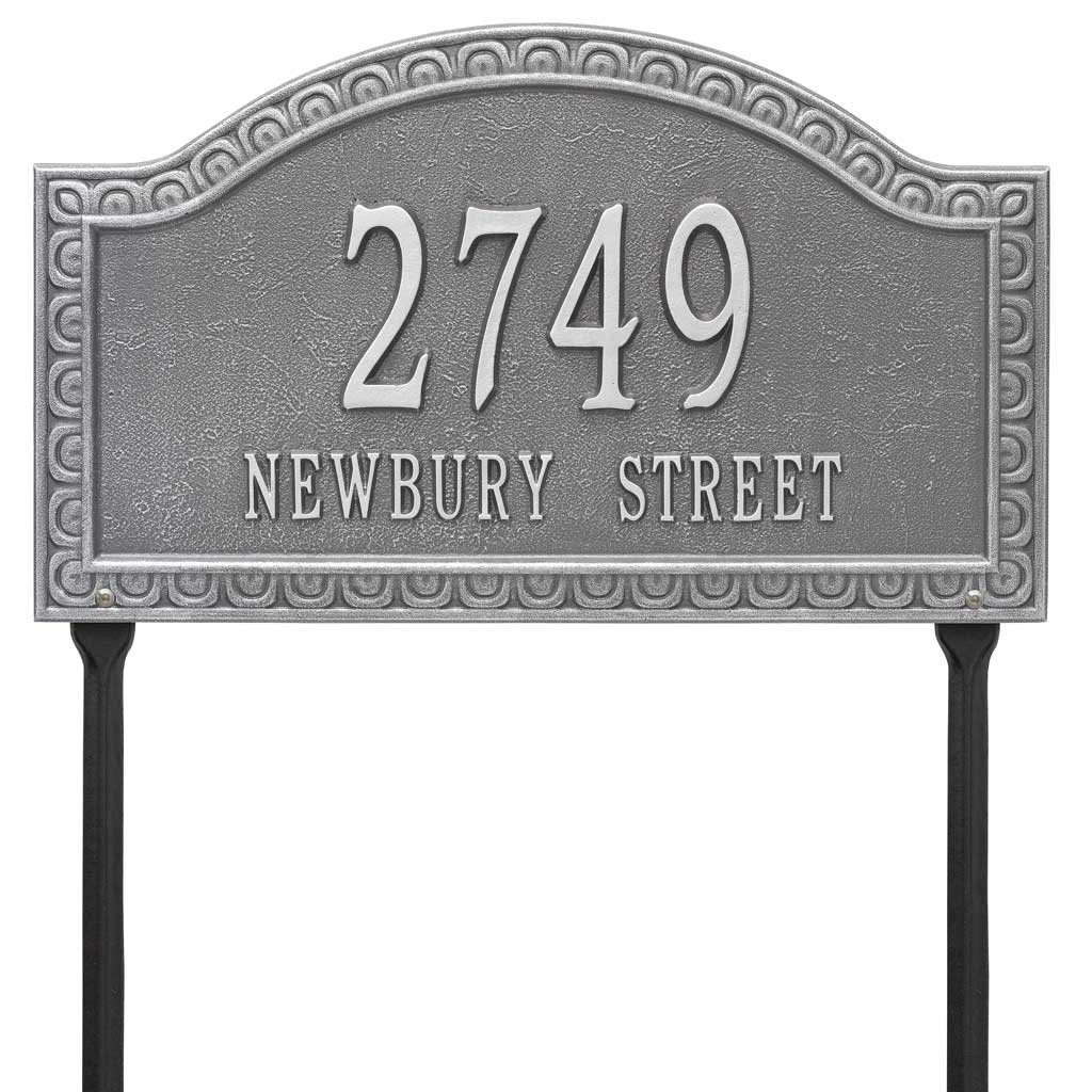 Yard Mount Address Sign Scalloped Border Address Plaque With Lawn Stakes