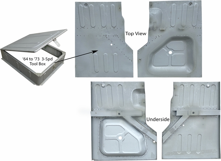 Front Floor Pans 3-Spd '64 - '73" title="Front Floor Pans 3-Spd '64 - '73