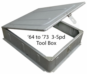 Front Left Floor Pan '64 - '73 3-Spd - Tool Box