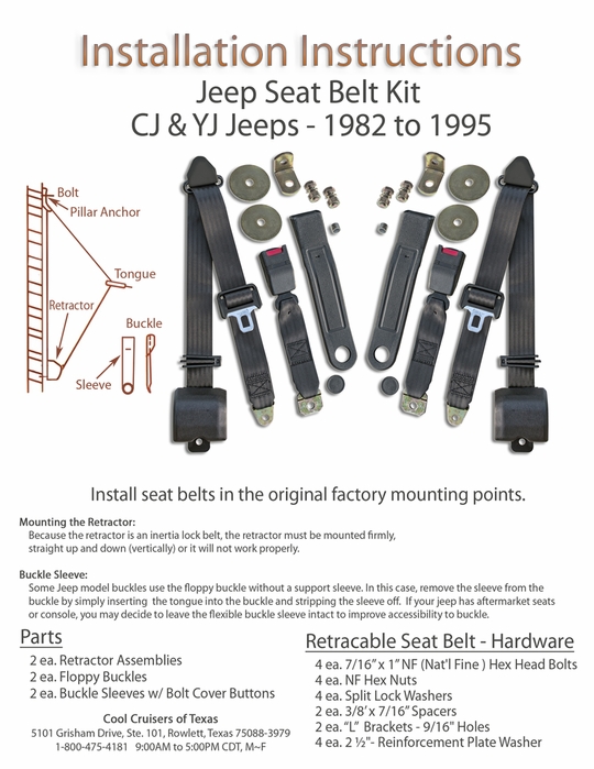 Jeep Seat Belt Installation Instructions
