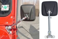 Mirror Arms & Heads - Telescoping - Hinge Mount - Pair - Black Head