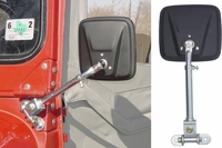 Mirror Arms & Heads - Telescoping - Hinge Mount - Pair - Black Head