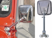 Mirror Arms & Heads - Telescoping - Hinge Mount - Pair - Stainless Steel Head