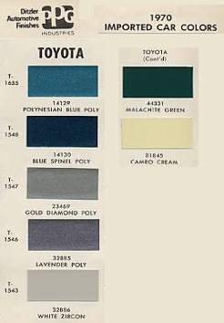 Toyota PPG Color Code Book Sheets - 1970" title="Toyota PPG Color Code Book Sheets - 1970
