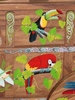 Cart Bar with Toucans & Macaws - 36" Cart Bar with Toucans & Macaws - 36"