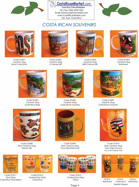 Costa Rica Mugs, Tequila and Shot Glass