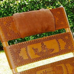 Head Cushion in Natural Leather for Costa Rican Rocking Chairs