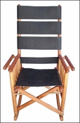 Costa Rica Rocking Chair - High Back - Black Leather and Caobilla Wood