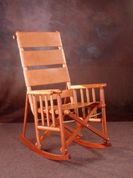  Costa Rica Rocking Chair - High Back - Natural Leather and Caobilla Wood - FREE SHIPPING!