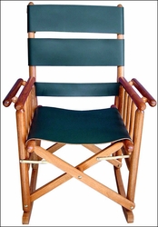 Costa Rica Rocking Chair - Low Back - Green Leather and Caobilla Wood