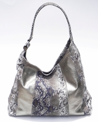 J. Lang Andrea Hobo Blue & Brown Python Leather