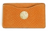 J. Lang Card Holder Orange Snake Leather