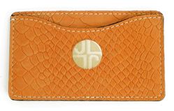 J. Lang Card Holder Orange Snake Leather