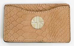 J. Lang Card Holder Taupe Snake Leather
