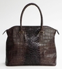 J. Lang Coco Tote Brown Crocodile Leather 