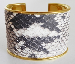 J. Lang Cuff Bracelet Black & White Python Leather