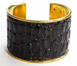 J. Lang Cuff Bracelet Brown Crocodile Leather