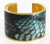J. Lang Cuff Bracelet Green Snake Leather